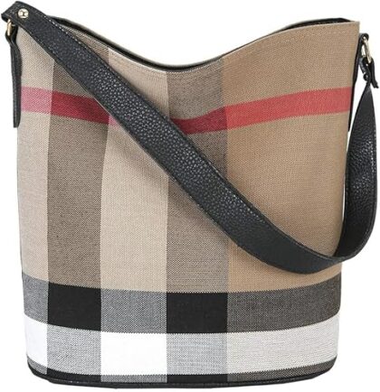 Women plaid purse Designer Handbags Plaid Womens Purses and Bucket bag Canvas tote handbags black shoulder