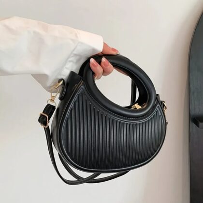 Women’s Stripe Design Crossbody Bag – Elegant Synthetic Leather Shoulder Handbag & Purse