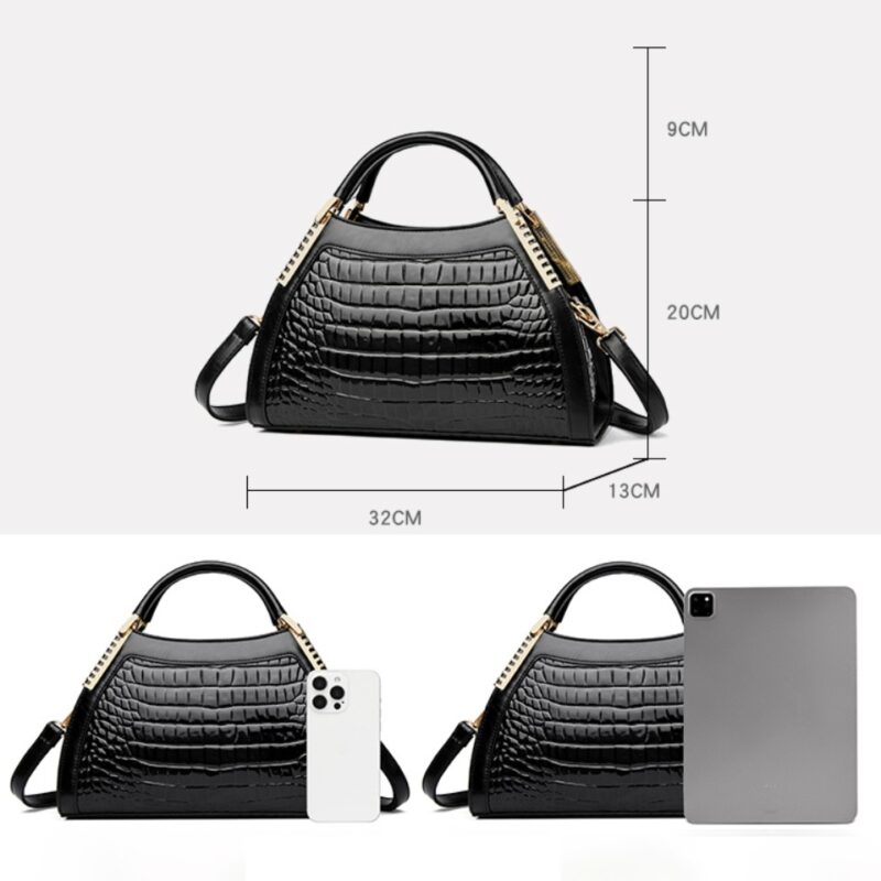 Leather Women’s Handbag – Designer Shoulder & Crossbody Bag with Two-Layer Hobo Style - Image 6