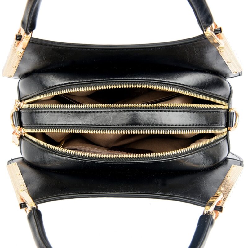 Leather Women’s Handbag – Designer Shoulder & Crossbody Bag with Two-Layer Hobo Style - Image 9